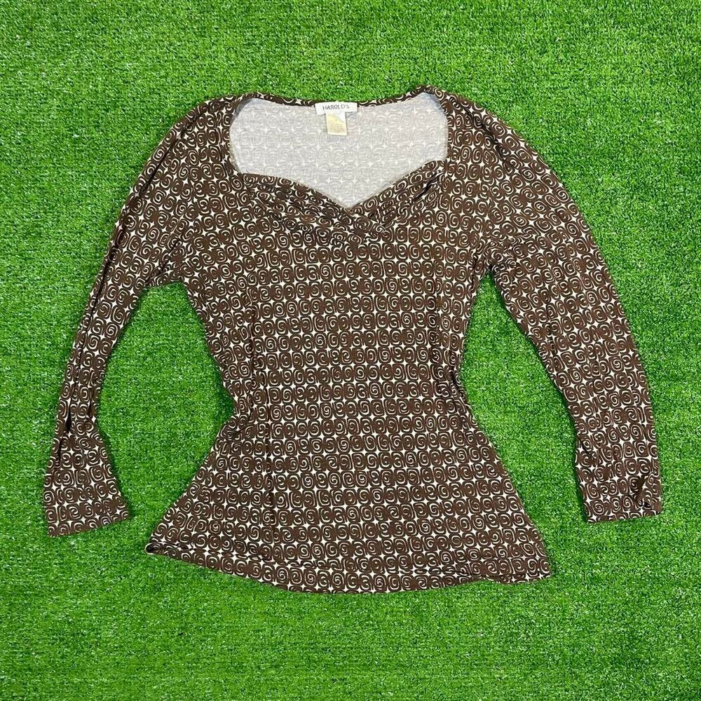 Vintage Y2K Harold’s Women S Artsy Sweetheart Neckline Whimsygoth Cottage Blouse